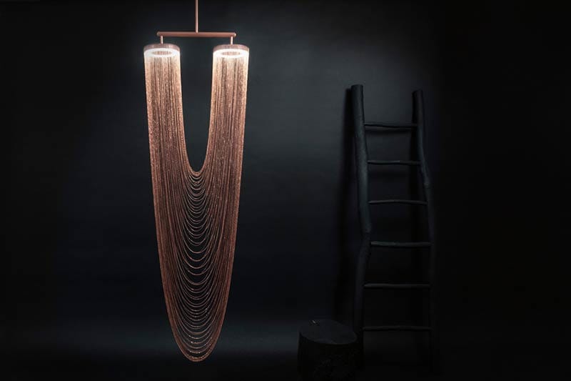 Larose Guyon's new lighting fixtures collection and Les Ateliers Guyon's new hanging chair